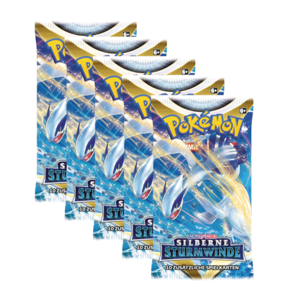 Pokemon Karten SWSH12 Schwert & Schild 5x Booster Pack Silberne Sturmwinde DE
